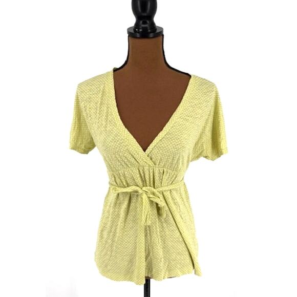 J. Crew Babydoll Blouse in Green with White Polka Dots – Size Medium - Picture 1 of 8